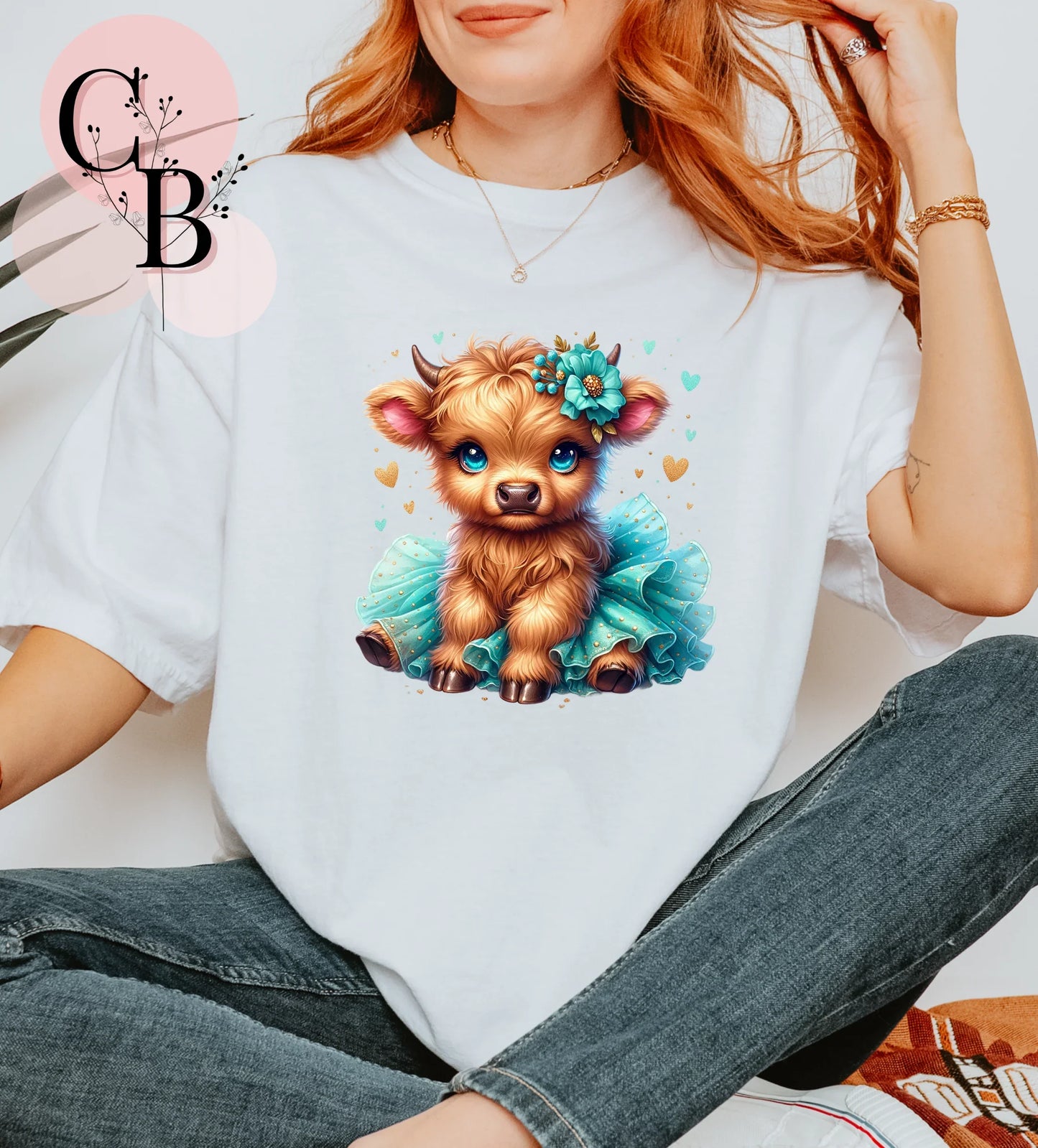 Teal Floral Cow - Creative Butterfly