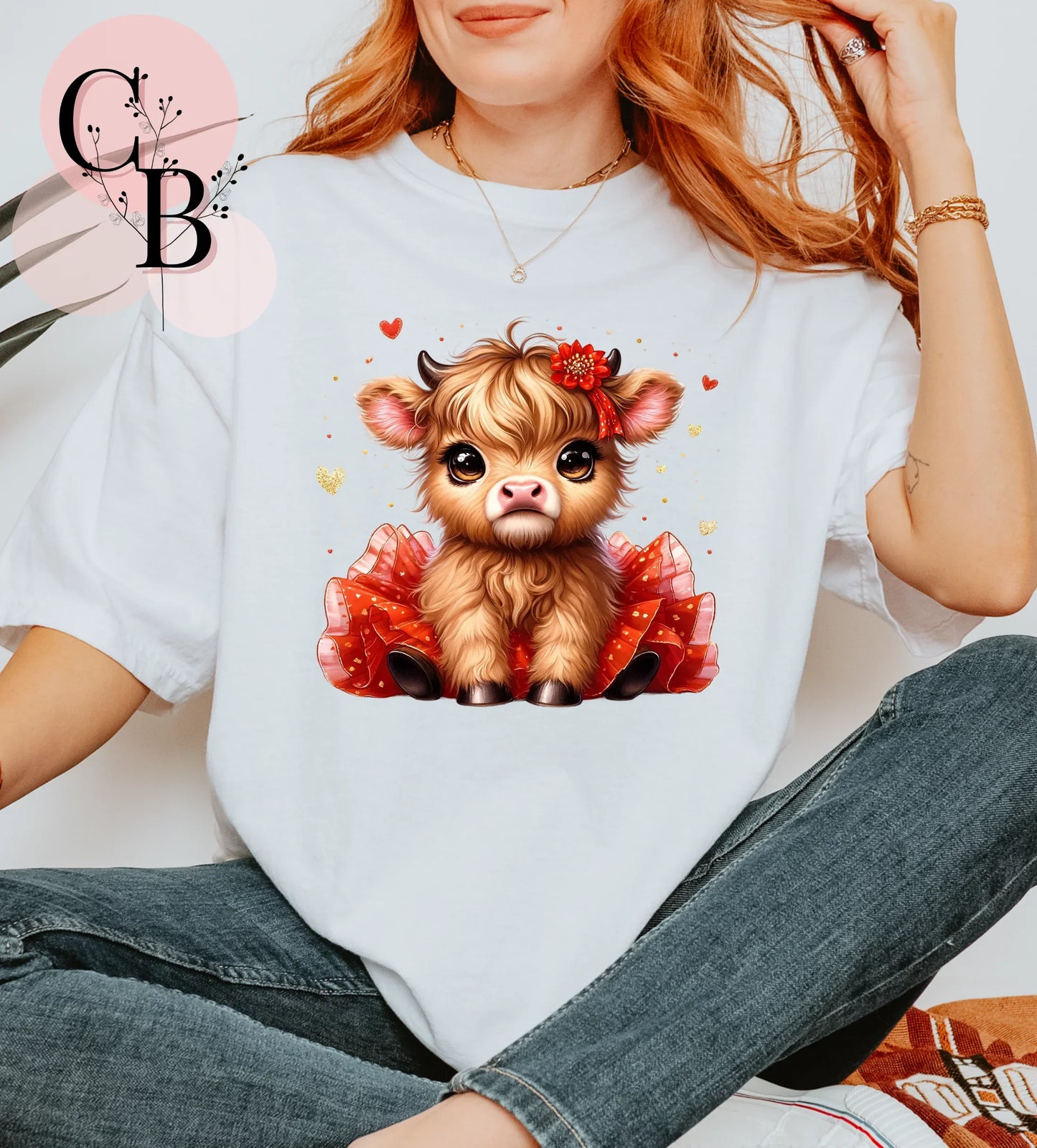Red Floral Cow - Creative Butterfly