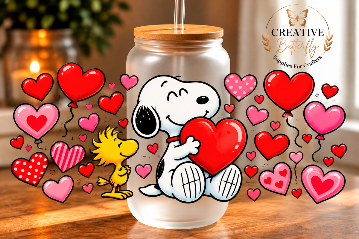 065W - White Dog with Big Red Heart