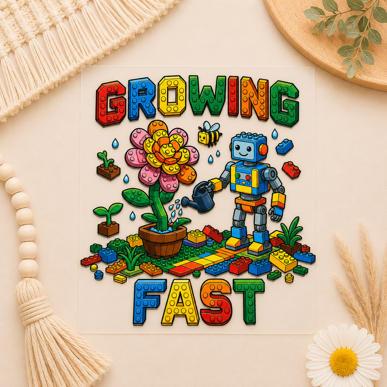 Building Block Robot School Kids DTF Transfers