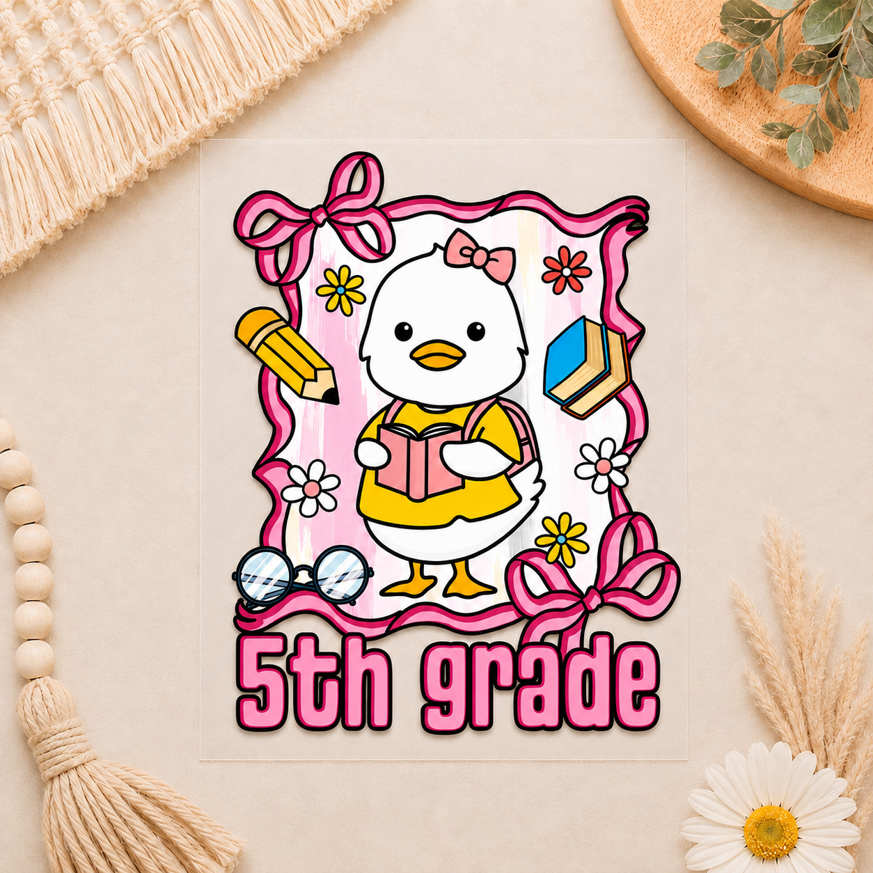 Pink Duck School Grade Kids DTF Transfers