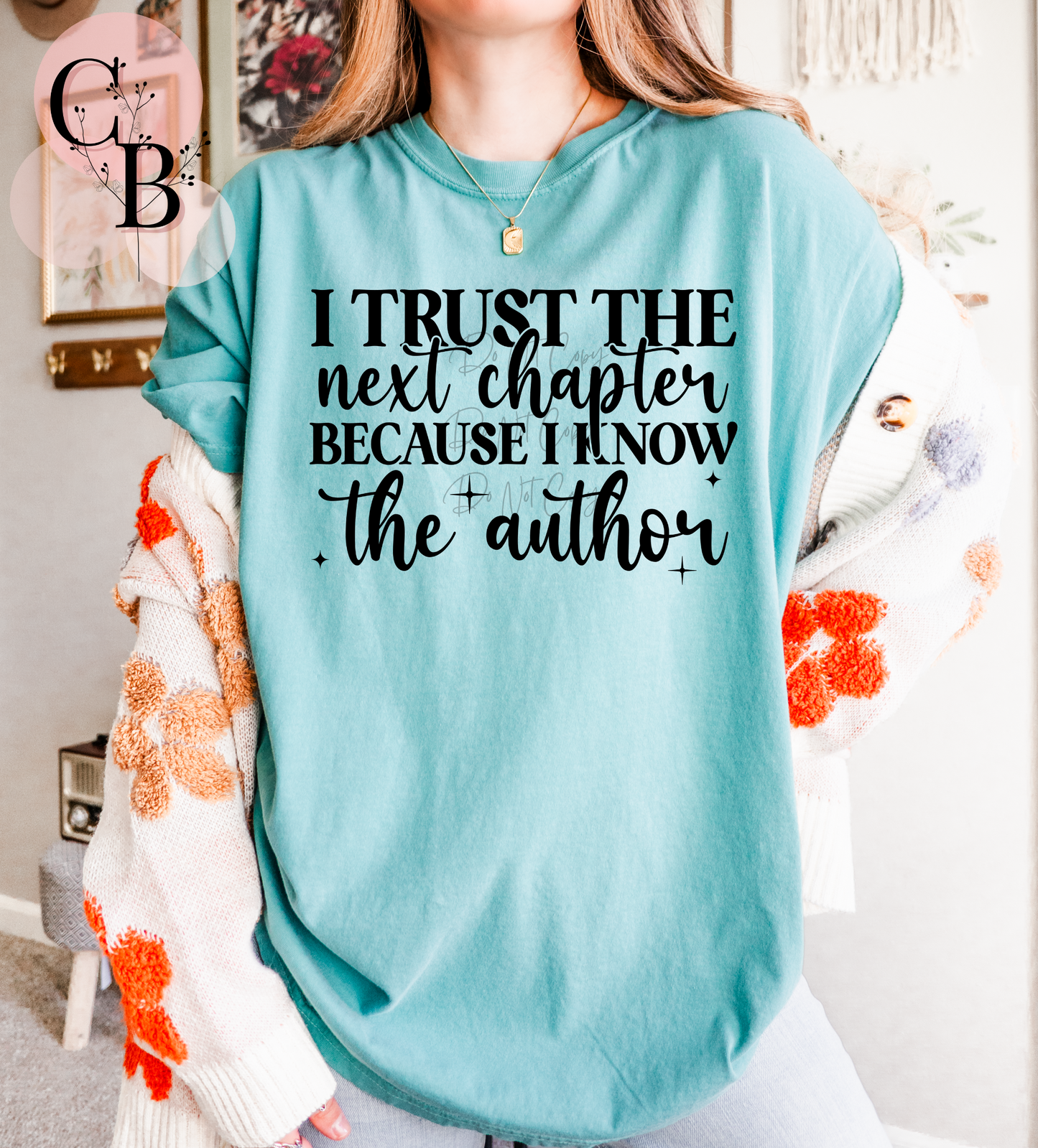 Creative Butterfly Trust The Next Chapter inspirational poster with elegant typography on a white background.