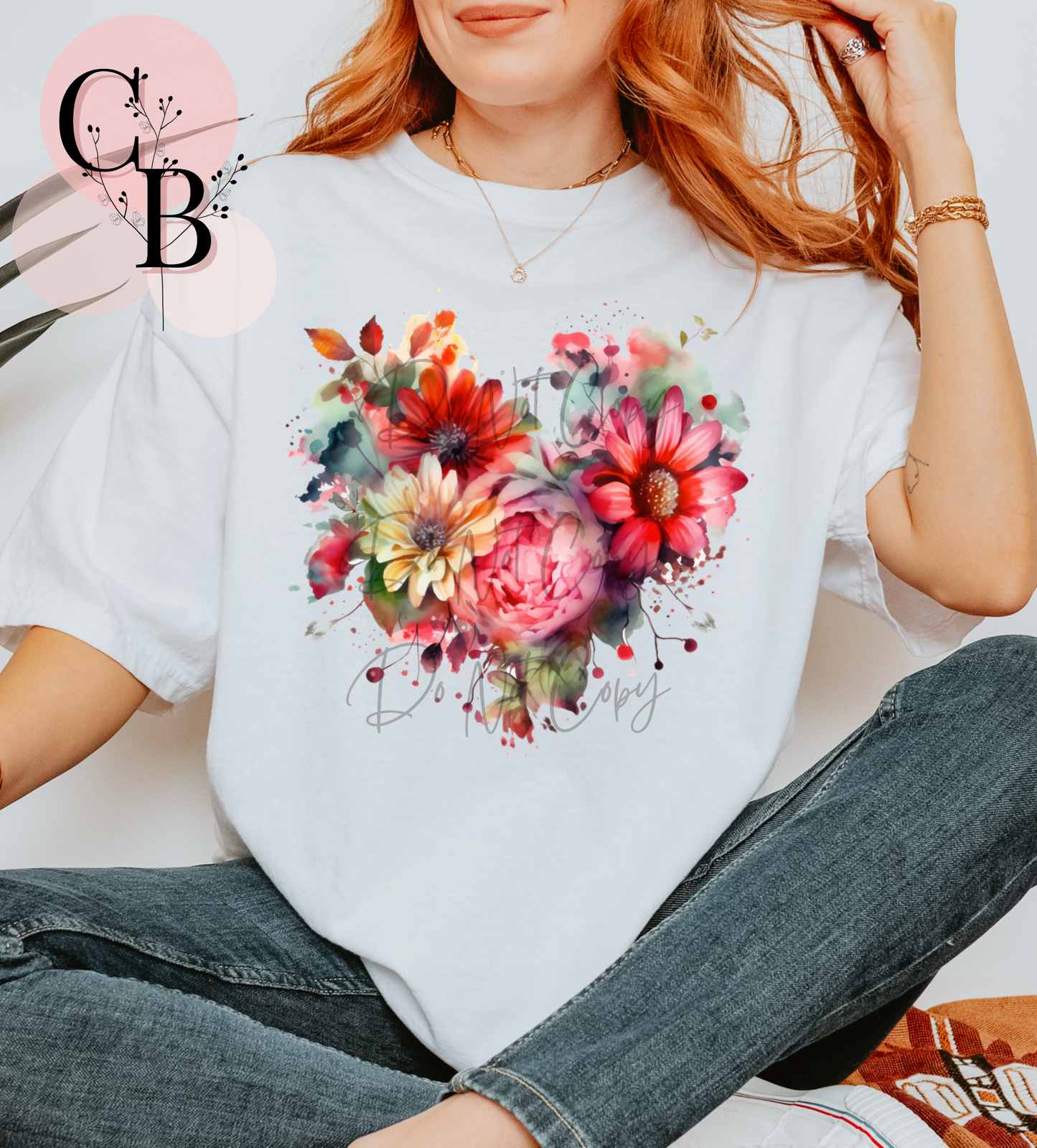 Floral Watercolor Heart - Creative Butterfly