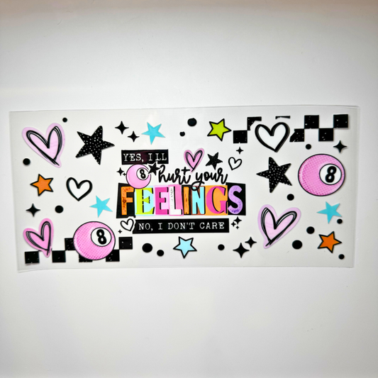 Creative Butterfly Hurt Feelings greeting card featuring heartfelt message with colorful floral design and artistic illustration.