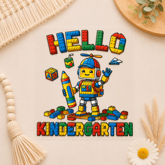 Building Block Robot School Kids DTF Transfers