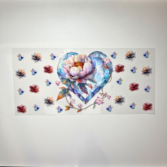 Creative Butterfly Crystal Peony artificial flower with pink and white petals, detailed glass craft for home decor or floral arrangements.