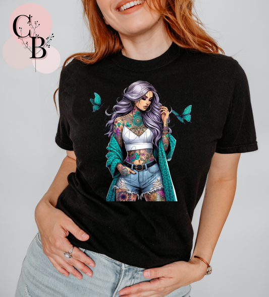 Turquoise Butterfly Girl