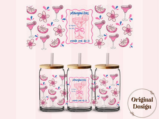 Creative Butterfly "Margaritas Made Me Do It" novelty mug with playful text and colorful design on white ceramic background.