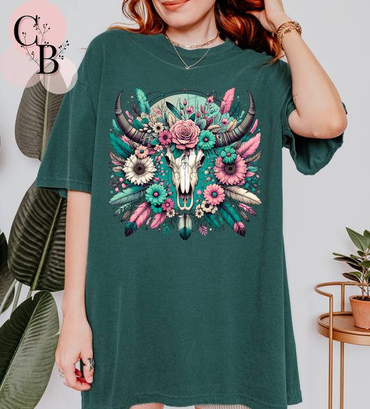 Floral Cow Skull