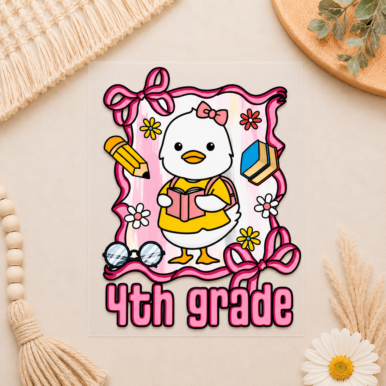 Pink Duck School Grade Kids DTF Transfers
