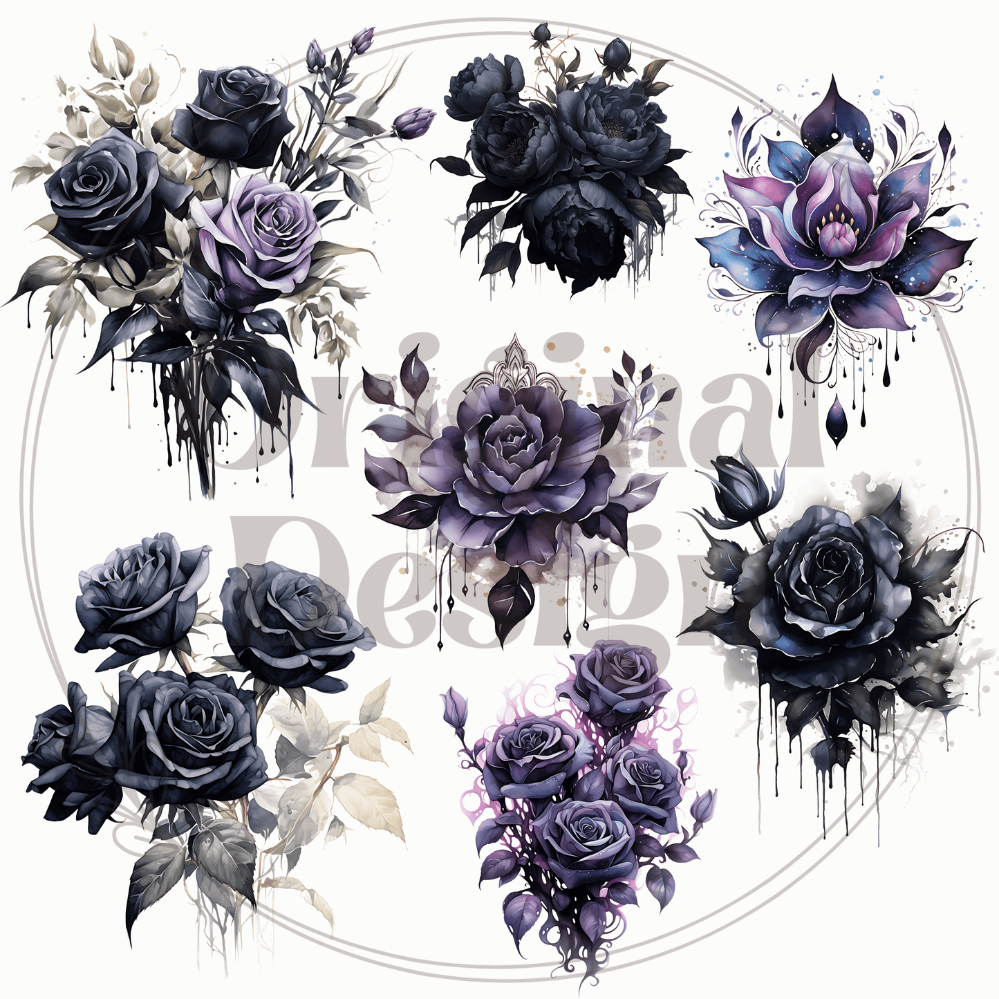 Creative Butterfly Midnight Bloom perfume bottle with elegant black and silver floral design on a white background.