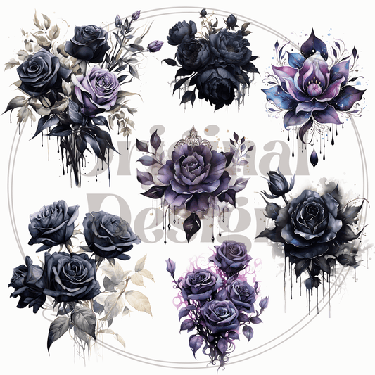 Creative Butterfly Midnight Bloom perfume bottle with elegant black and silver floral design on a white background.