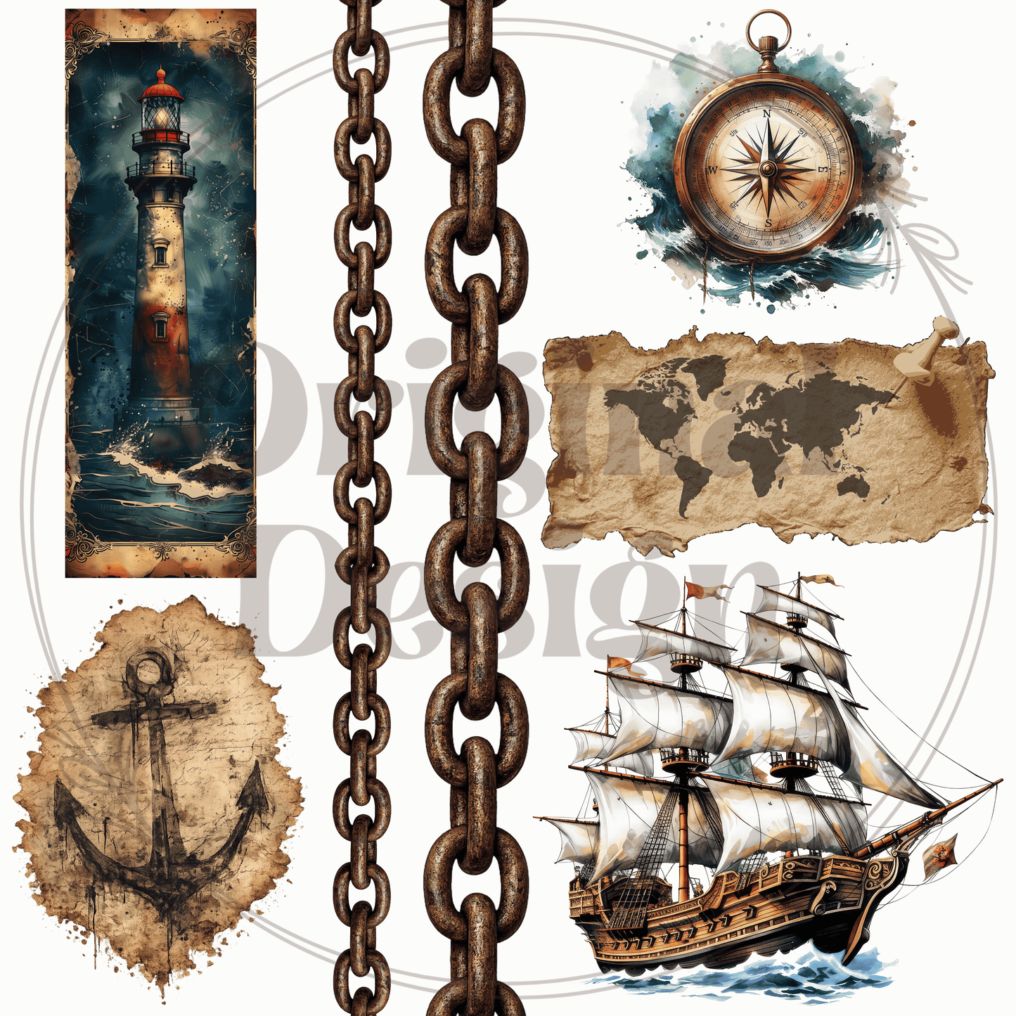 Creative Butterfly Lost At Sea art print featuring a serene ocean scene with a boat and calm waters, detailed and vibrant.