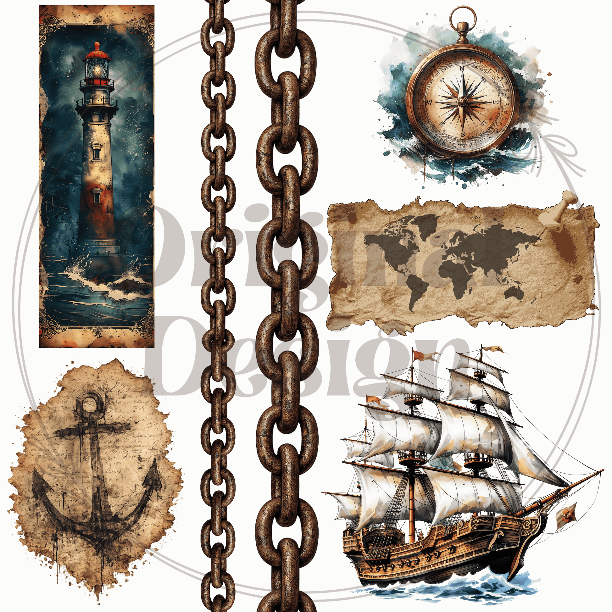 Creative Butterfly Lost At Sea art print featuring a serene ocean scene with a boat and calm waters, detailed and vibrant.