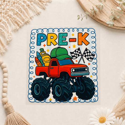 Creative Butterfly Back To School kids DTF transfer with colorful school-themed design on white background.