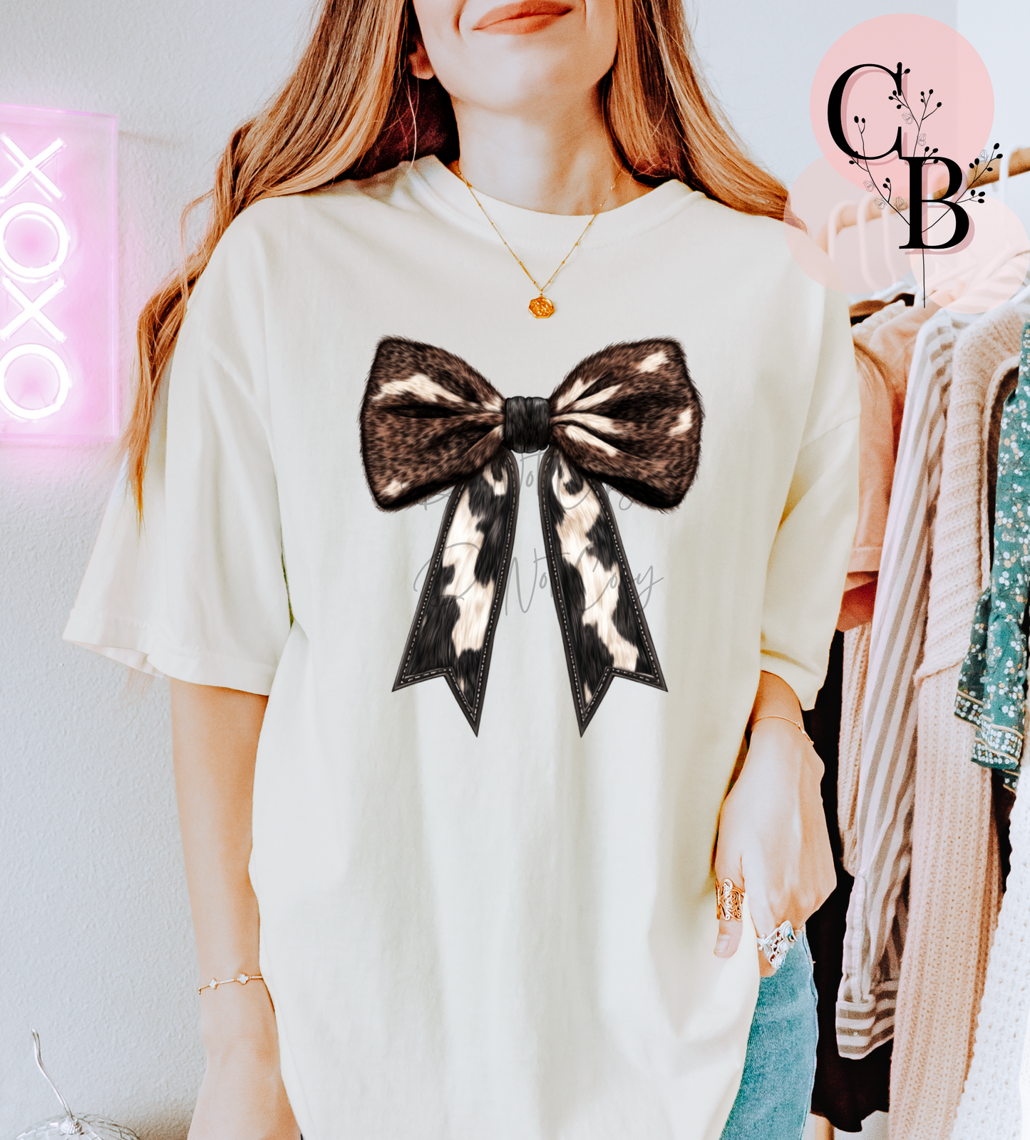 Black & Brown Cow Bow