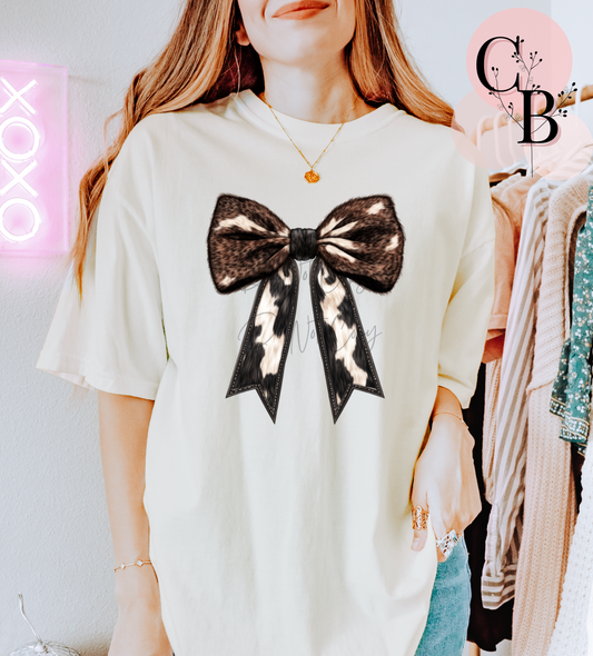 Black & Brown Cow Bow