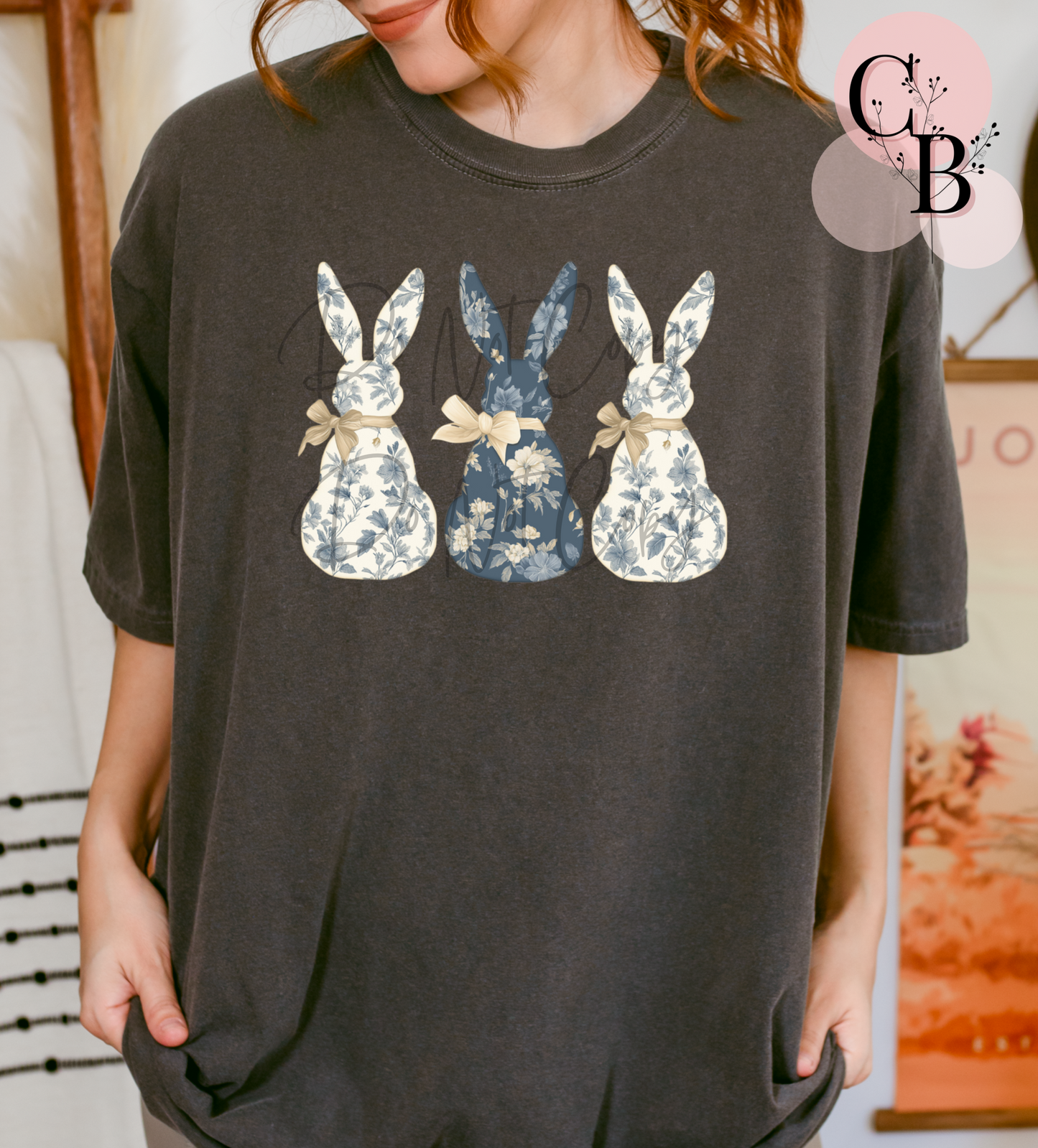 Blue Floral Bunnies