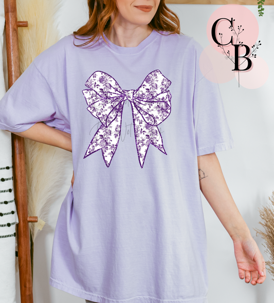 Purple Toile Bow