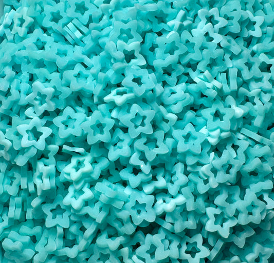 Luminous Aqua Stars Polymer Clay Pieces