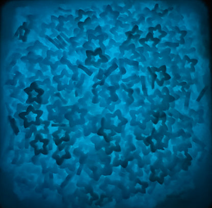 Luminous Aqua Stars Polymer Clay Pieces