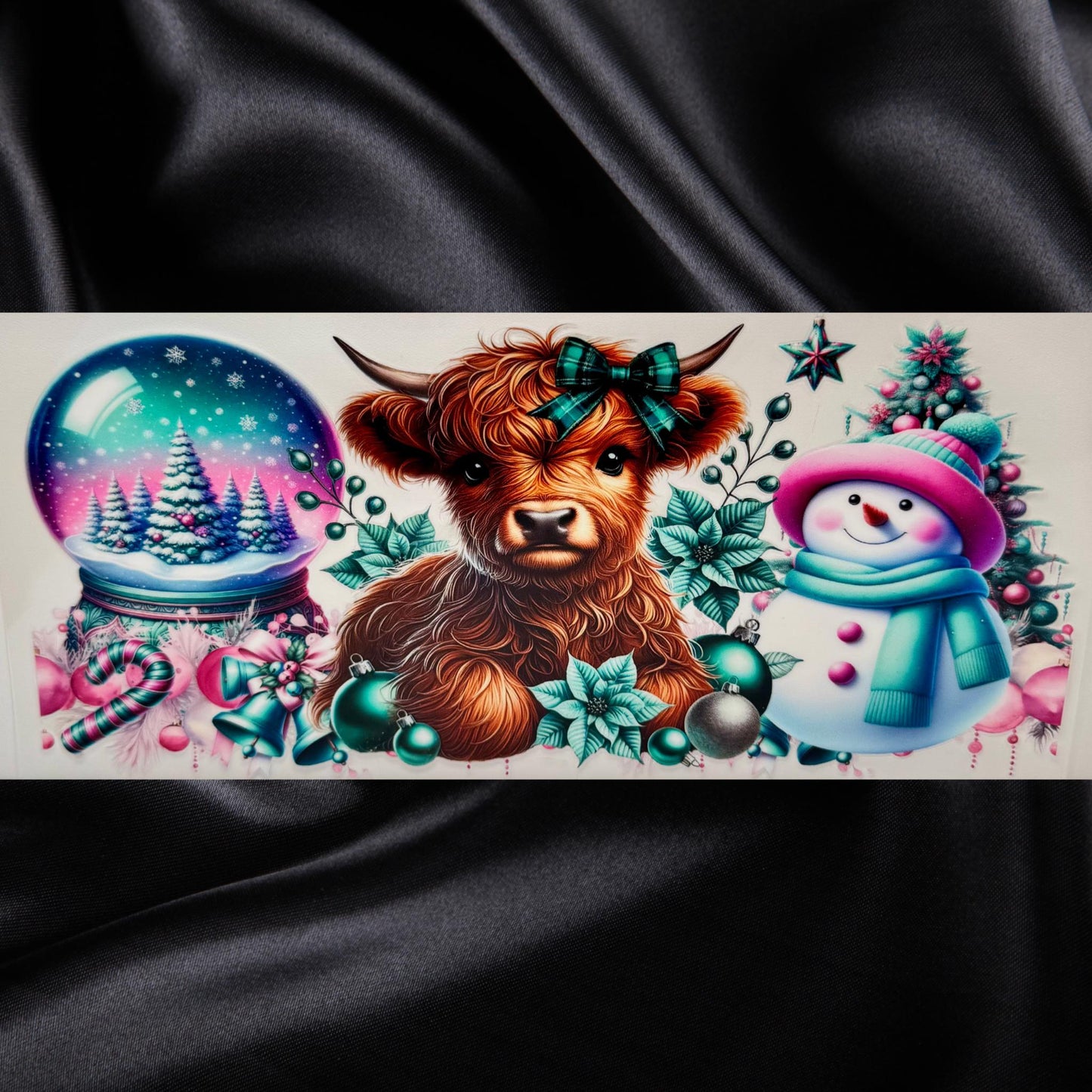 Teal & Pink Christmas Cow