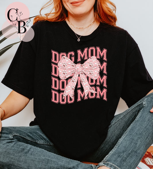 Pink Dog Mom Paw Bow
