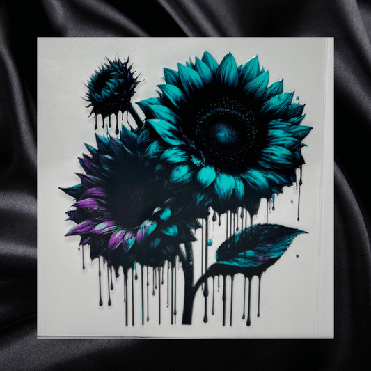 Teal Drip Sunflower
